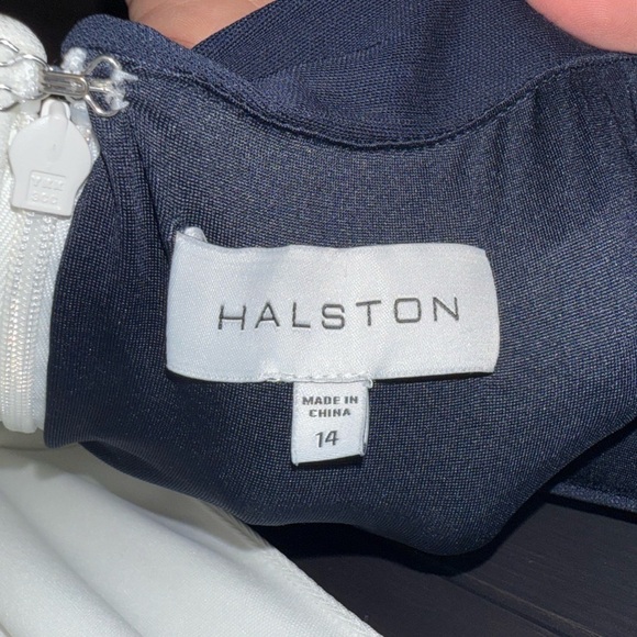 HALSTON Sondra Colorblock Jersey Halter Dress - Picture 10 of 14